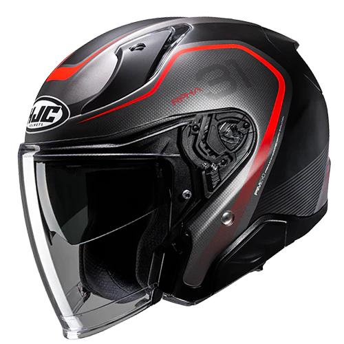 Casco Moto Jet HJC RPHA 31 KOUV MC1SF Nero Titanio Rosso Opaco