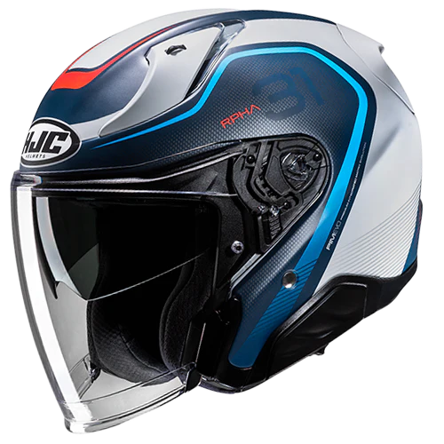 Casco Moto Jet HJC RPHA 31 KOUV MC21SF Bianco Blu Azzurro Rosso Opaco