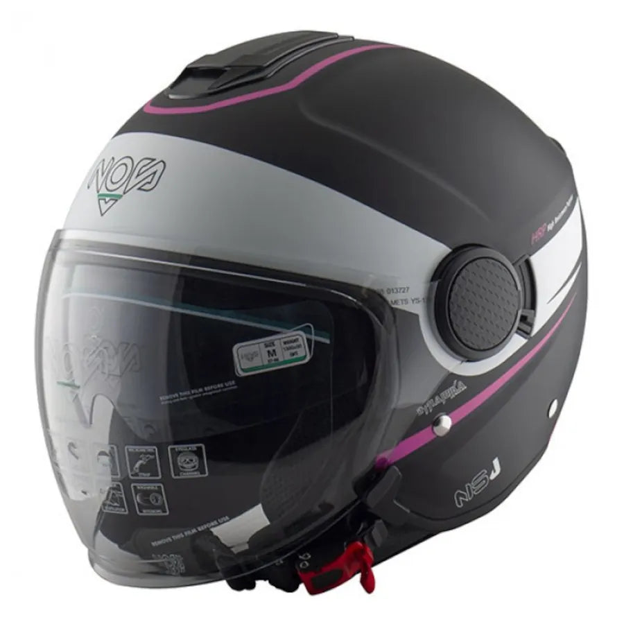 Casco Moto Jet NOS NS-J CITY Nero Bianco Viola