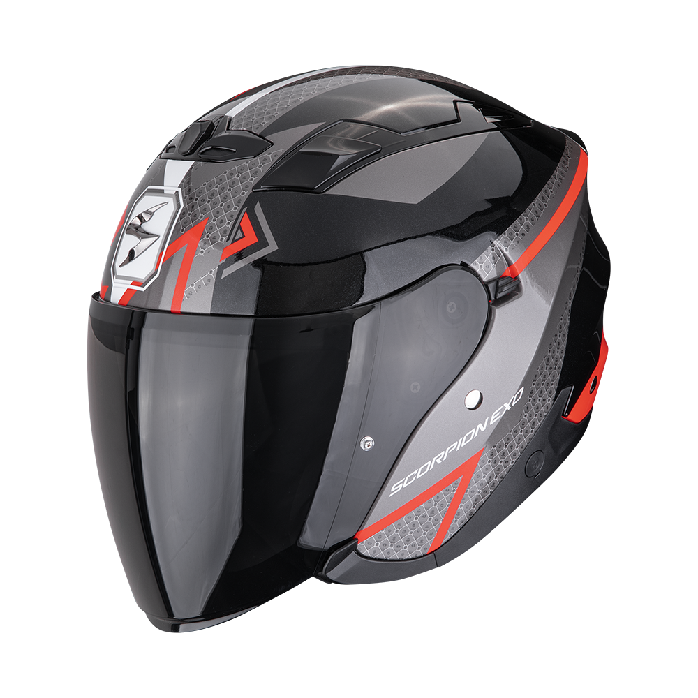 Casco Moto Jet SCORPION EXO 230 LOOP Nero Metallizzato Rosso
