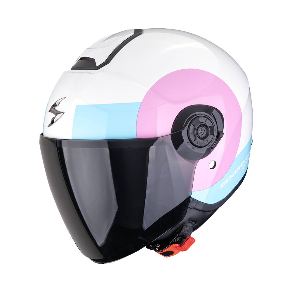Casco Moto Jet Scorpion EXO CITY 2 SHEER Bianco Rosa Azzurro Chiaro