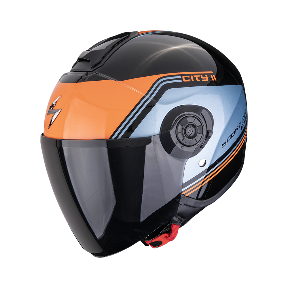 Casco Moto Jet Scorpion EXO CITY 2 VITA Nero Blu Arancio