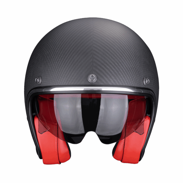 Casco Moto Jet Vintage SCORPION BELFAST EVO CARBON SOLID Nero Rosso Opaco