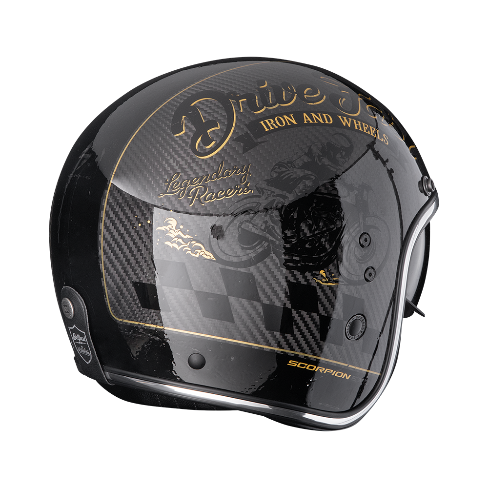 Casco Moto Jet Vintage SCORPION BELFAST EVO CARBON ZIPPY Nero Oro