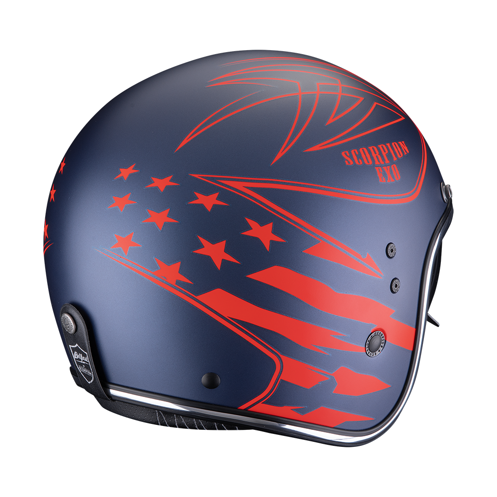Casco Moto Jet Vintage SCORPION BELFAST EVO DAWG Blu Rosso Opaco