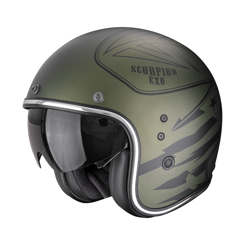 Casco Moto Jet Vintage SCORPION BELFAST EVO DAWG Verde Opaco