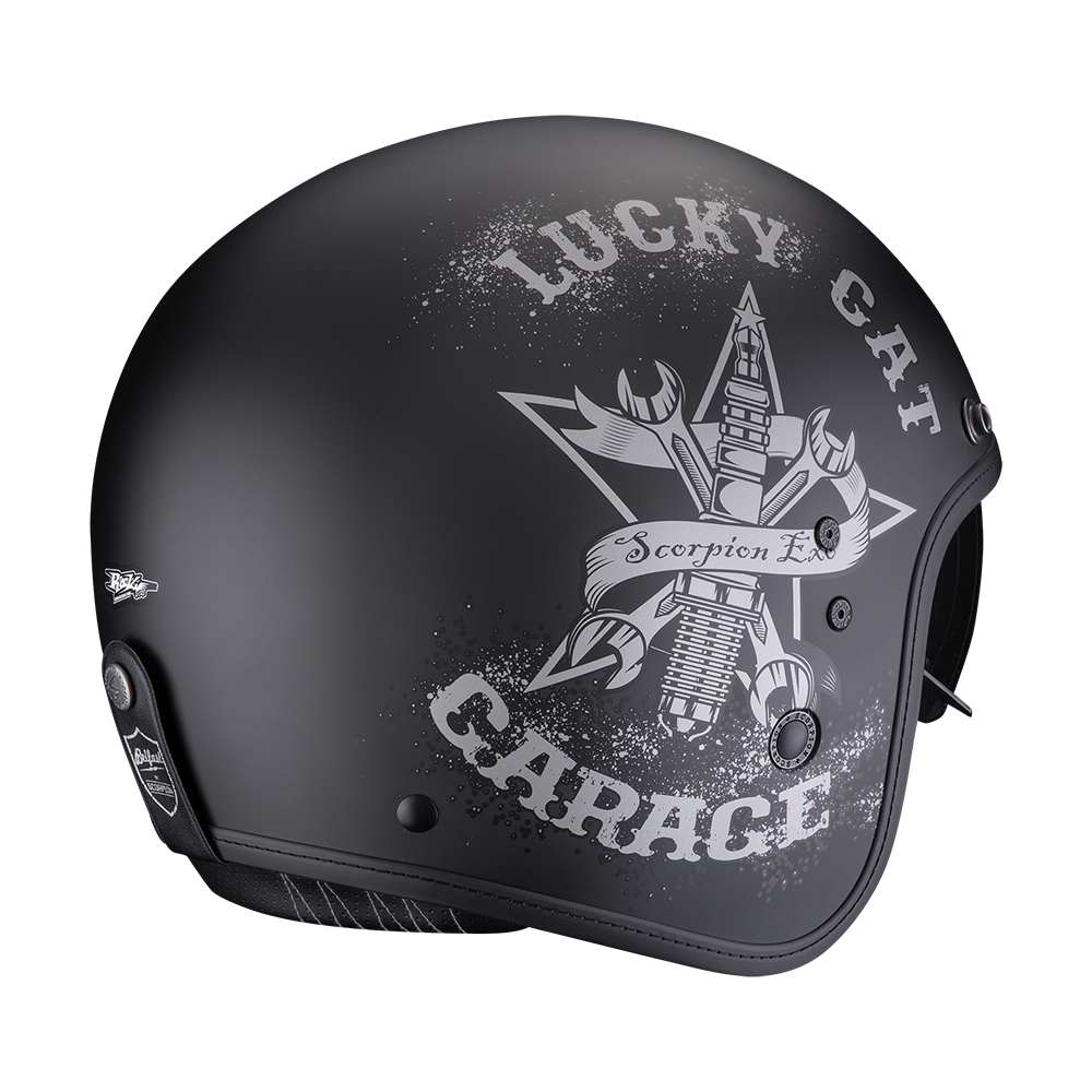 Casco Moto Jet Vintage SCORPION BELFAST EVO HANGAR Nero Argento Opaco