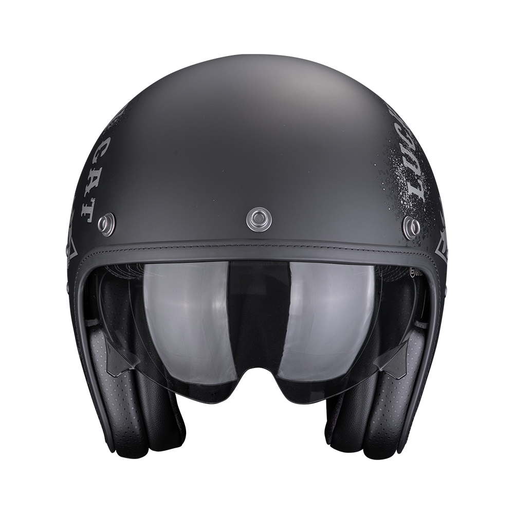 Casco Moto Jet Vintage SCORPION BELFAST EVO HANGAR Nero Argento Opaco