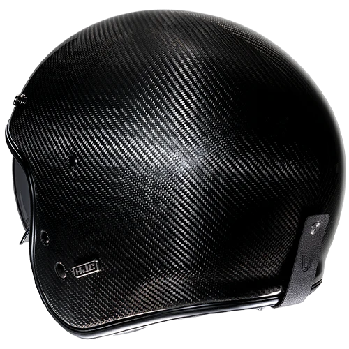 Casco Moto Jet Vintage V31 CARBON BLACK Nero Lucido