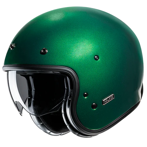 Casco Moto Jet Vintage V31 SOLID DEEP GREEN Verde Metallizzato
