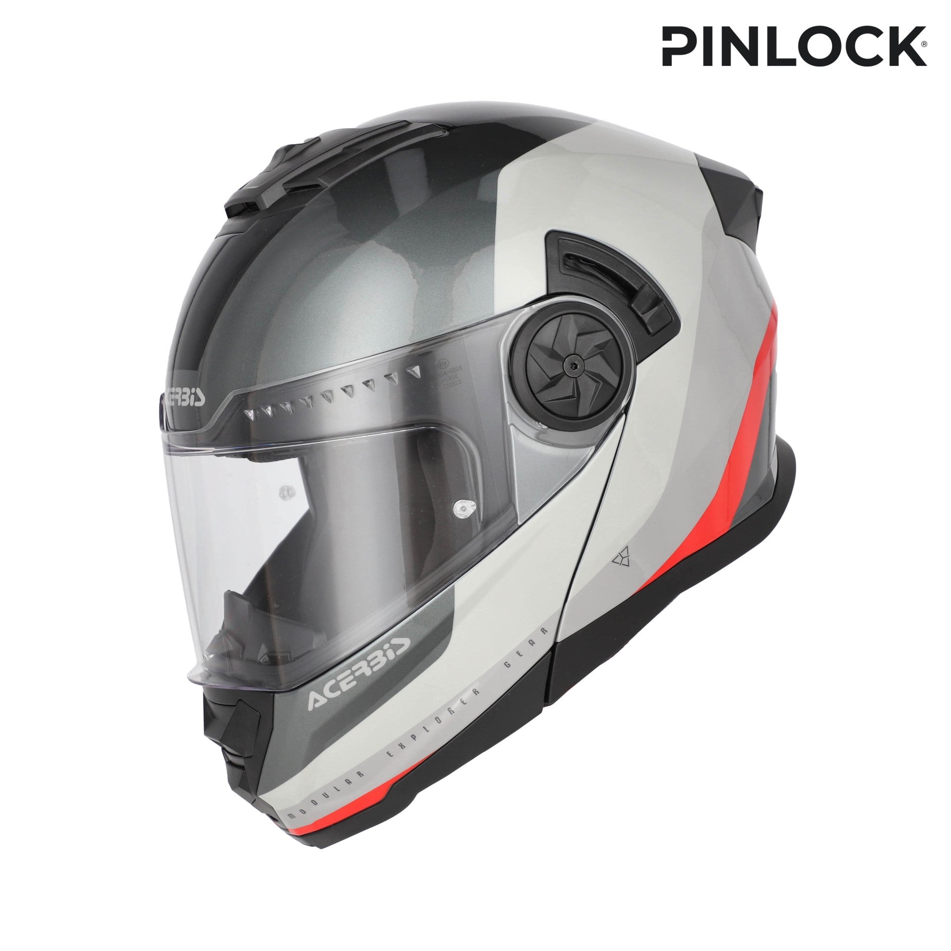 Casco Moto Modulare Adventure ACERBIS RIDER Grigio Rosso