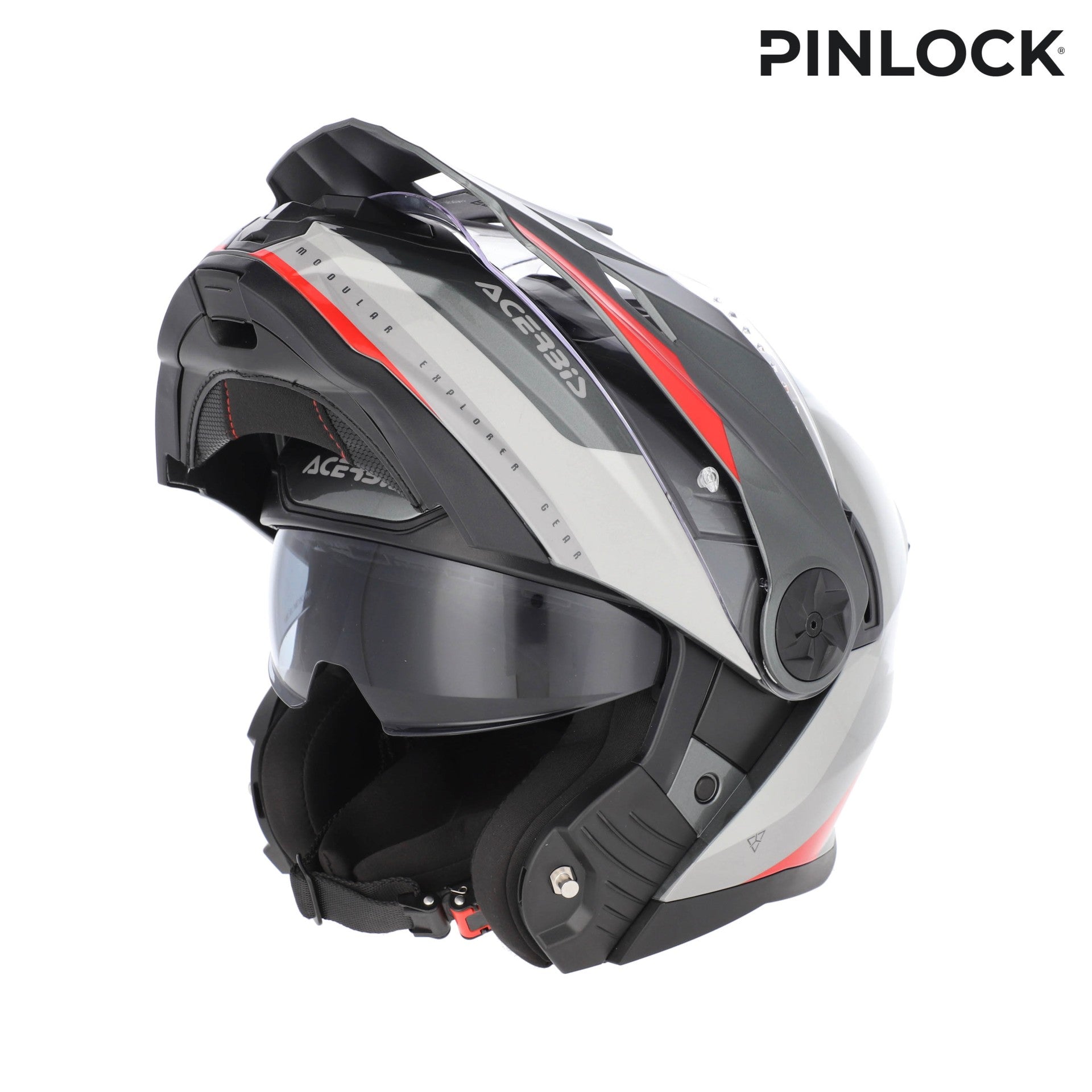 Casco Moto Modulare Adventure ACERBIS RIDER Grigio Rosso