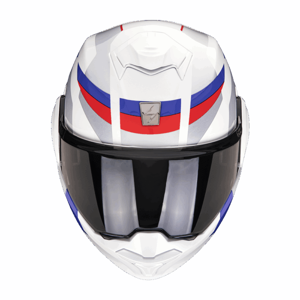 Casco Moto Modulare Flip-Back SCORPION EXO TECH EVO PRO ACUTI Bianco Blu Rosso