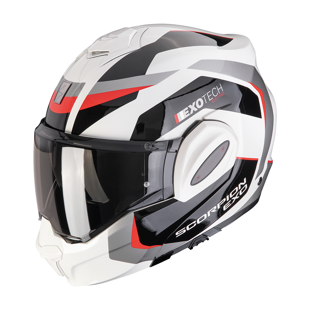 Casco Moto Modulare Flip-Back SCORPION EXO TECH EVO PRO ACUTI Grigio Nero Rosso