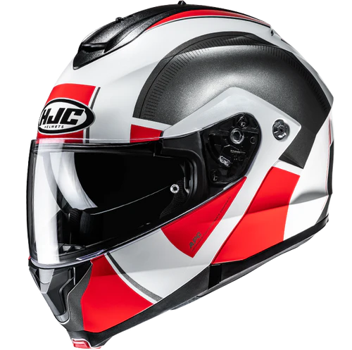 Casco Moto Modulare HJC C91N JYN MC1 Bianco Argento Rosso Lucido