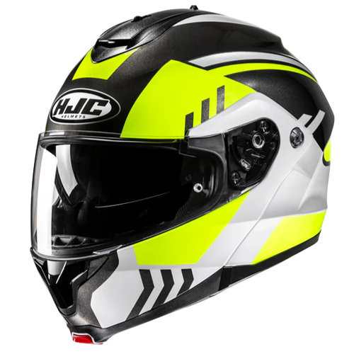 Casco Moto Modulare HJC C91N KAON MC3H Nero Bianco Giallo Fluo Lucido