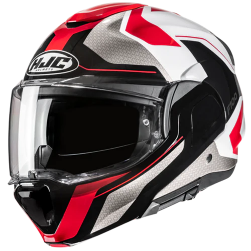 Casco Moto Modulare HJC F100 BIOS MC1 Bianco Nero Argento Rosso Lucido