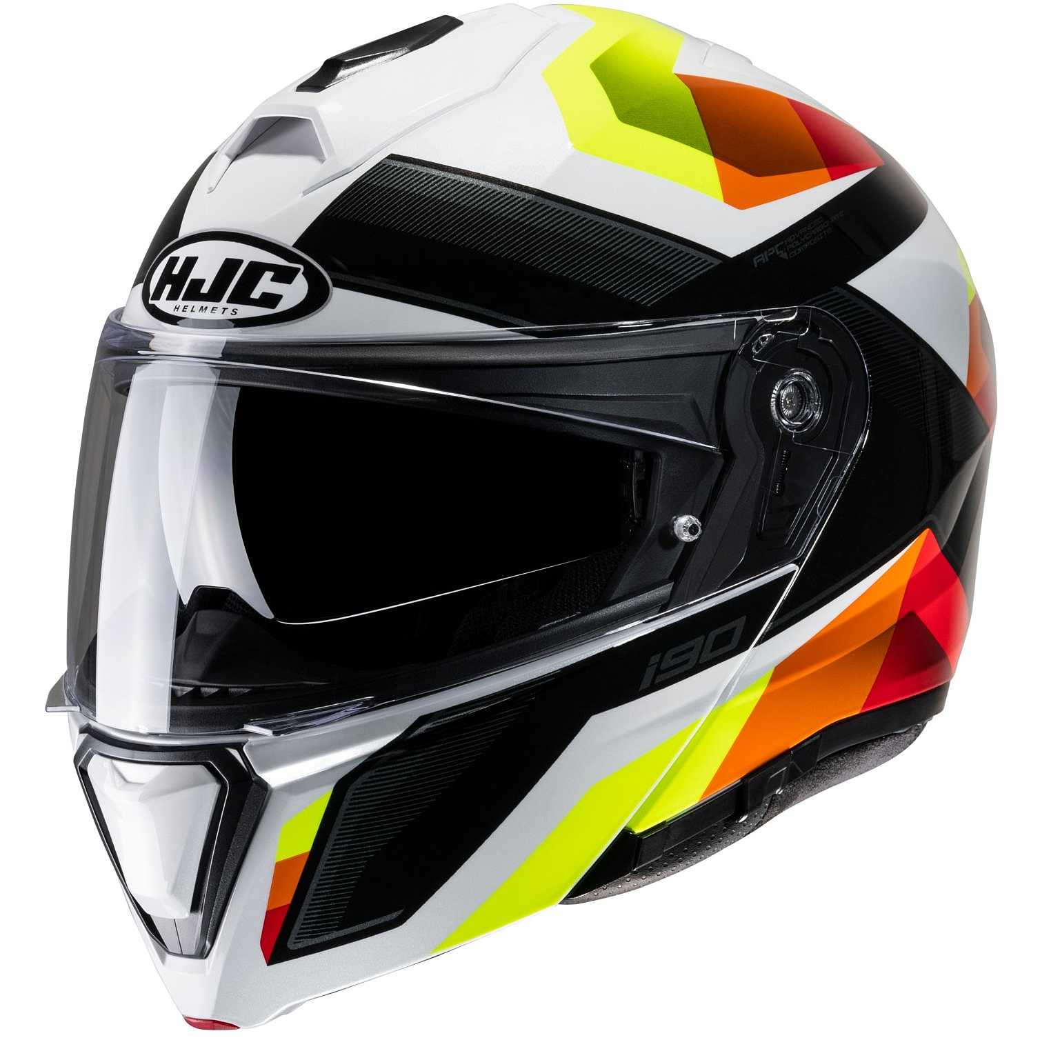 Casco Moto Modulare HJC i90 LARK MC3H Bianco Nero Arancio Giallo Lucido