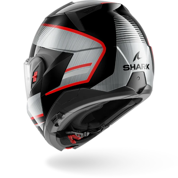 Casco Moto Modulare SHARK OXO SIKTER Nero Argento Rosso