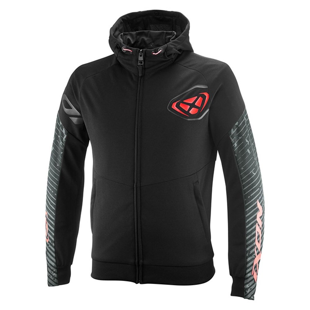 Felpa Moto Estiva Uomo IXON TOUCHDOWN AIR Nero Rosso Fluo