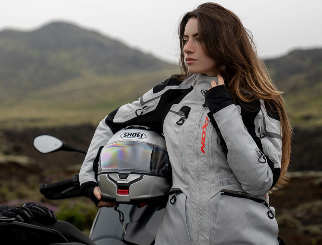 Giacca Moto Donna IXON ODIN LADY Grigio Chiaro Nero