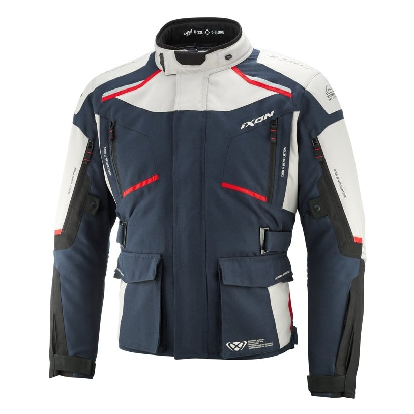 Giacca Moto Uomo IXON MIDGARD C Taglie Grandi Grigio Navy Nero