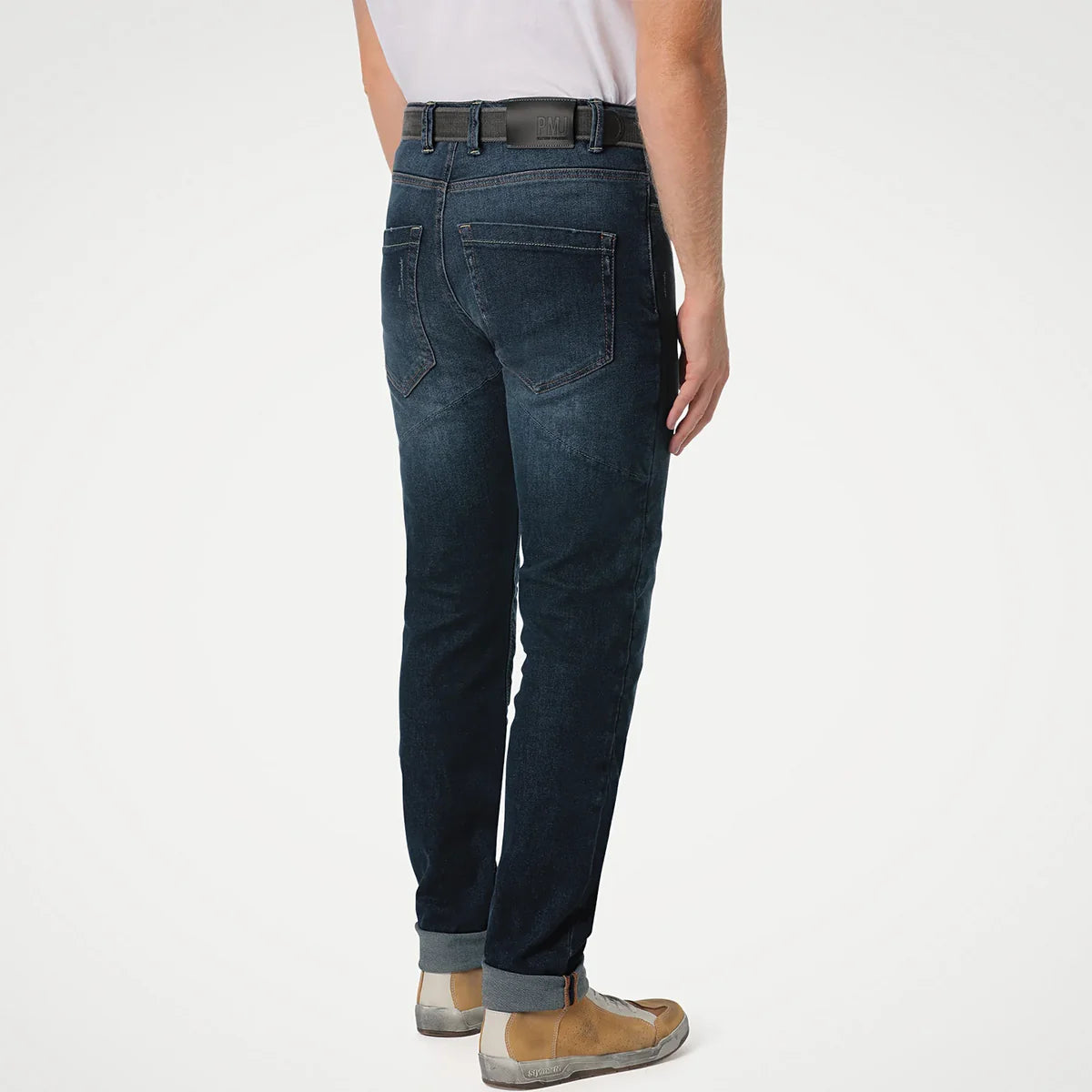 Jeans Moto Uomo Pmj Caferacer Blu Con Protezioni CE