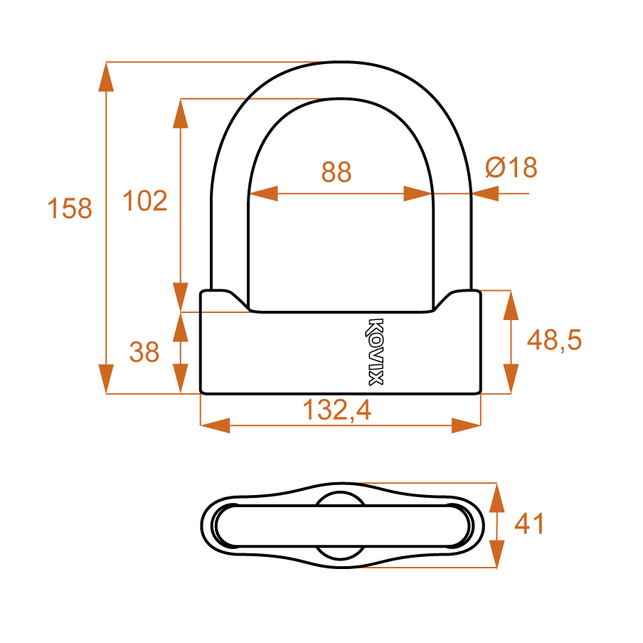 Lucchetto KOVIX In Acciaio Inossidabile 18mm U 102mm
