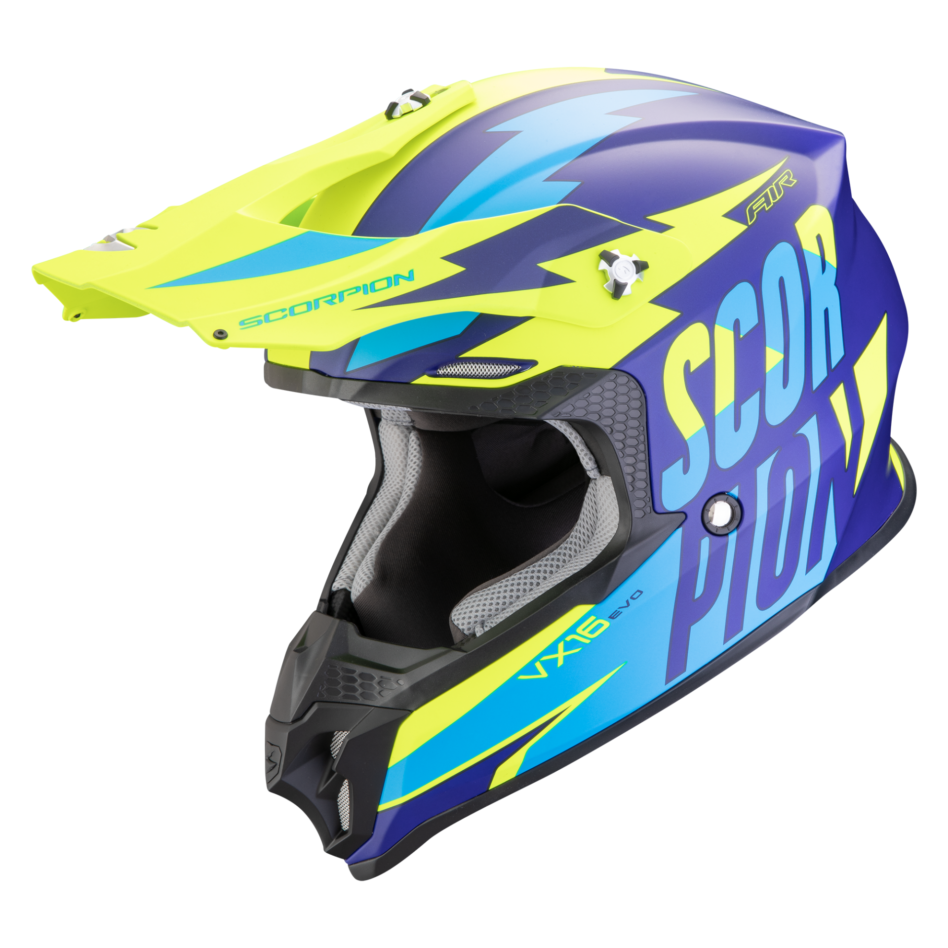 Scorpion VX 16 EVO AIR SLANTER Blu Opaco Giallo Neon