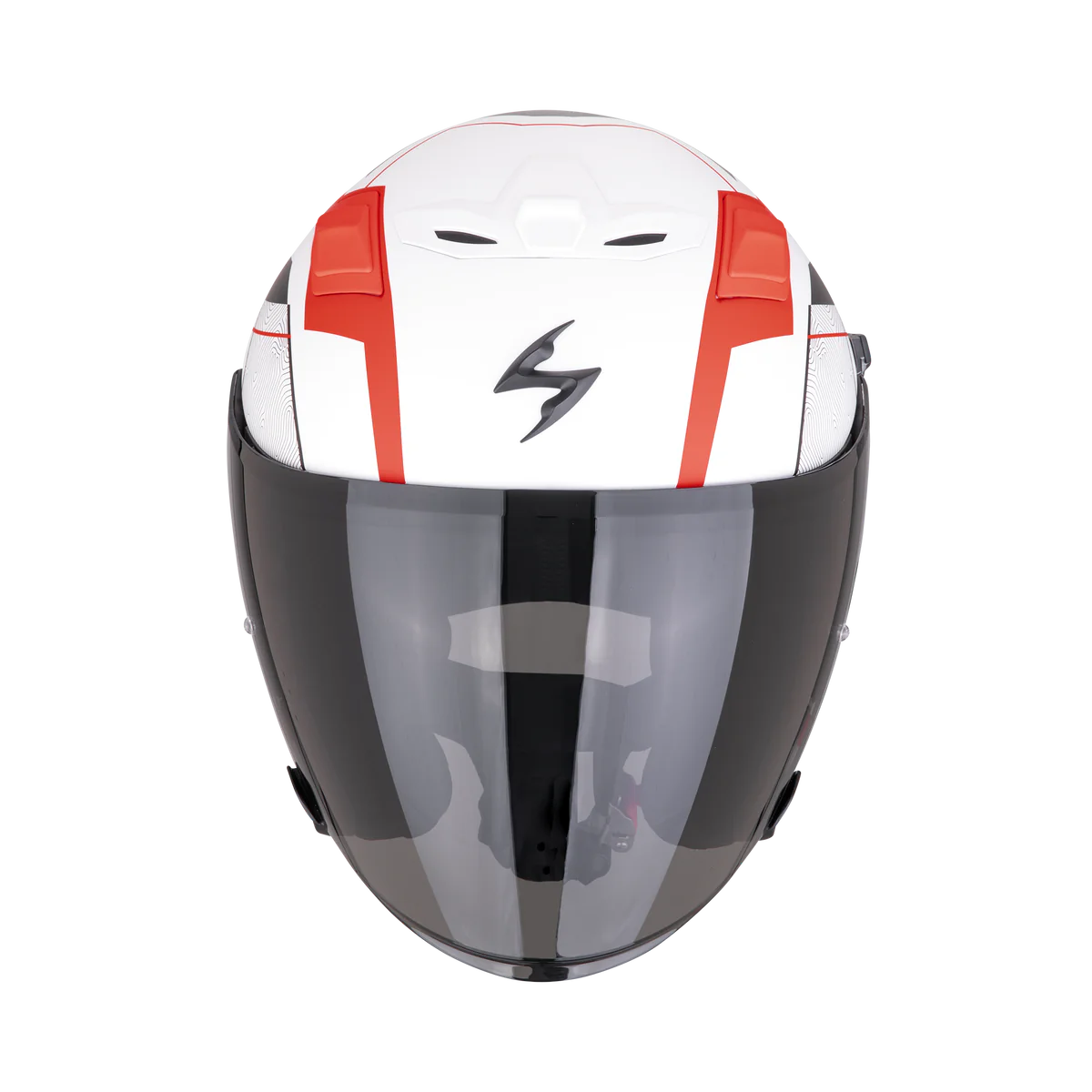 Scorpion EXO-Z1 VUE Bianco Opaco Rosso Nero In Fibra
