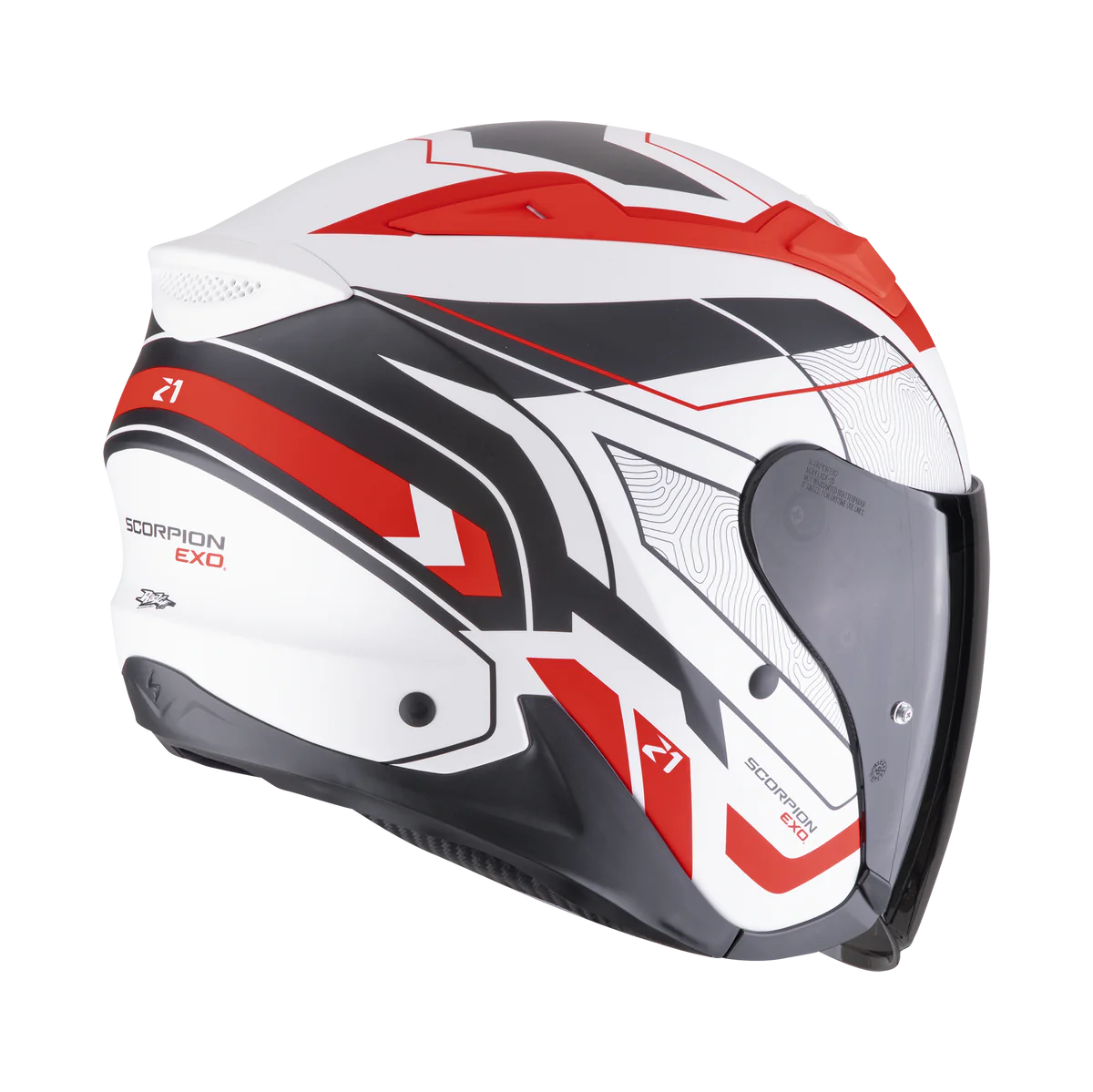 Scorpion EXO-Z1 VUE Bianco Opaco Rosso Nero In Fibra