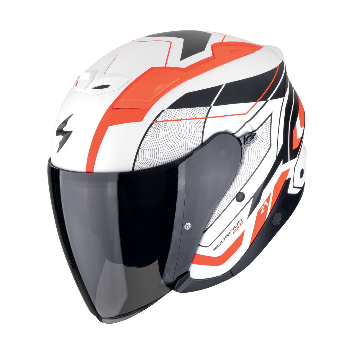 Scorpion EXO-Z1 VUE Bianco Opaco Rosso Nero In Fibra