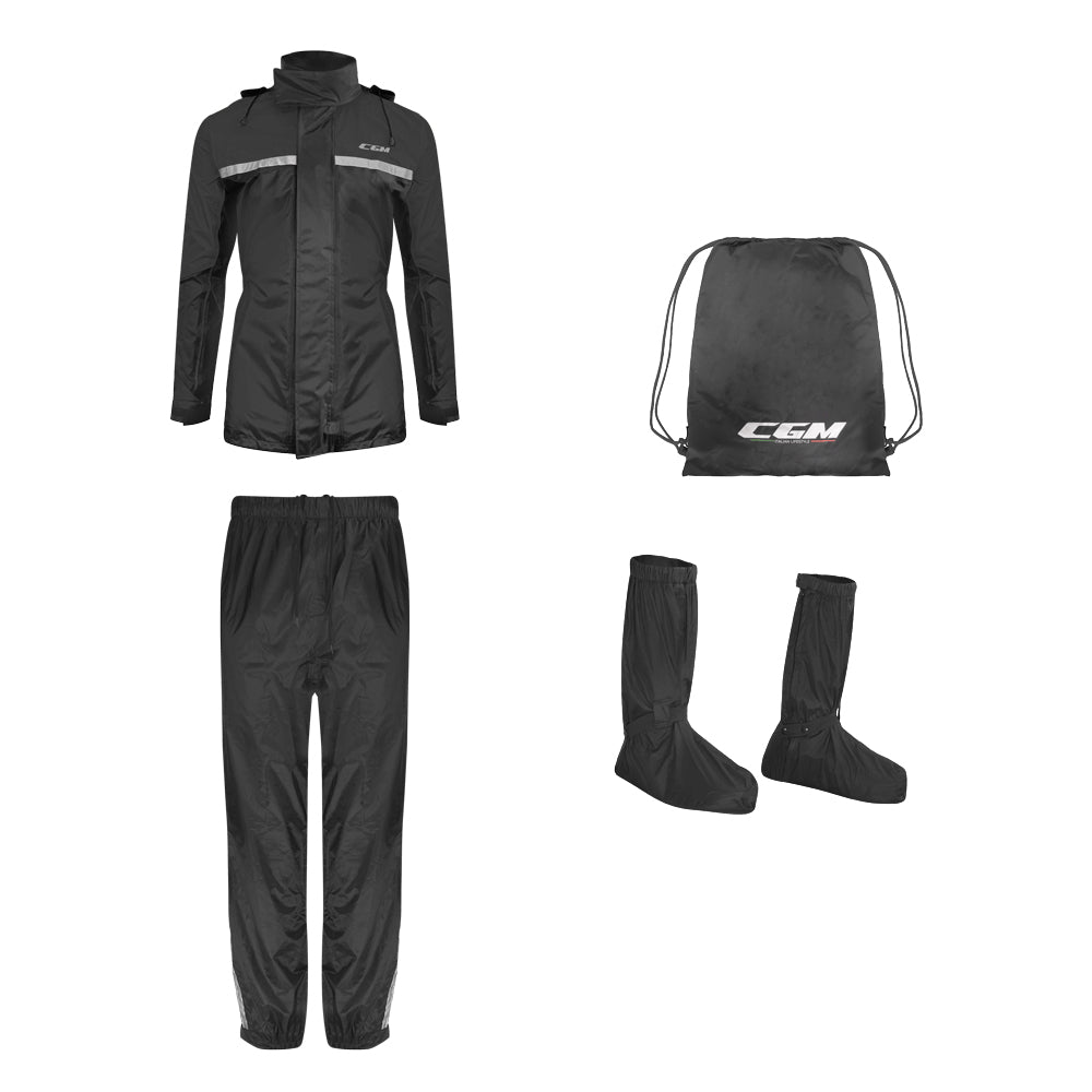 Set Antipioggia CGM E31 FULL Nero Con Giacca Pantalone e Copriscarpe
