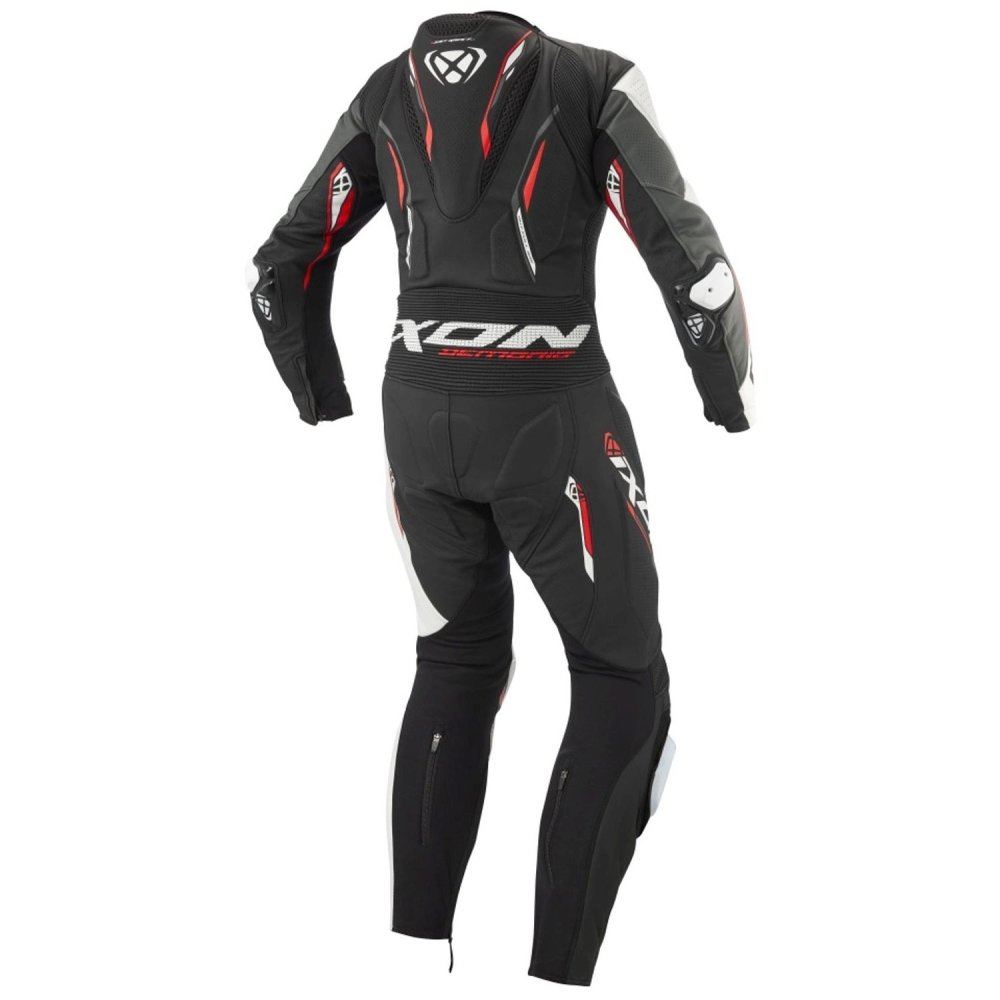Tuta Moto In Pelle IXON DEMONIO Nero Bianco Rosso
