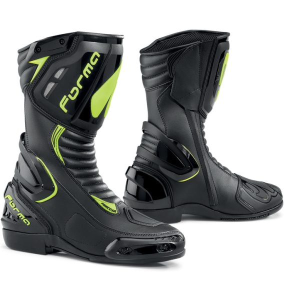 Stivali Racing Forma Boots Freccia Nero/Giallo Fluo In Pelle Con Protezioni Certificate