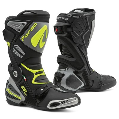 Stivali Racing Forma Boots ICE PRO Nero/Grigio/Giallo Fluo In Pelle Con Protezioni Certificate