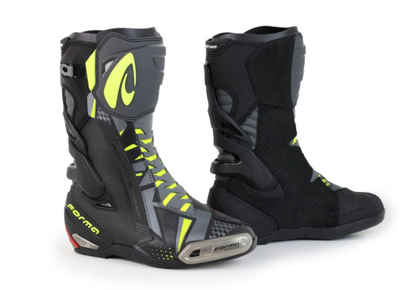 Stivali Racing Forma Boots PHANTOM Nero/Grigio/Giallo Fluo In Pelle Con Protezioni Certificate