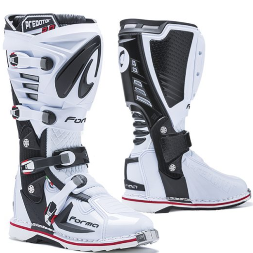 Stivali Cross Forma Boots PREDATOR 2.0 Bianco In Pelle Con Protezioni CE