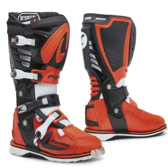 Stivali Cross Forma Boots PREDATOR 2.0 Nero/Arancio/Bianco In Pelle Con Protezioni CE