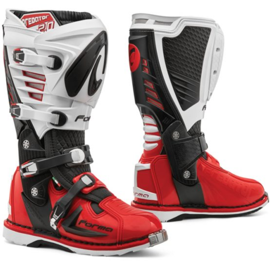 Stivali Cross Forma Boots PREDATOR 2.0 Nero/Bianco/Rosso In Pelle Con Protezioni CE