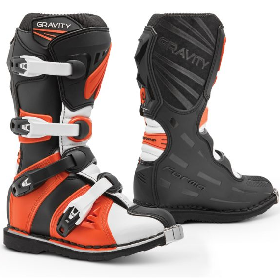Stivali Cross Bimbi Forma Boots GRAVITY Nero/Arancio In Pelle Con Protezioni CE