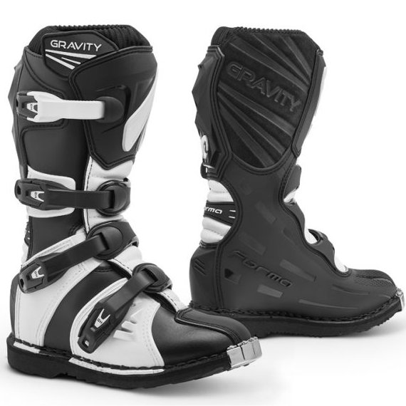 Stivali Cross Bimbi Forma Boots GRAVITY Nero/Bianco In Pelle Con Protezioni CE