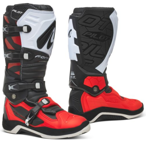 Stivali Cross Forma Boots PILOT Nero/Rosso/Bianco In Pelle Con Protezioni CE