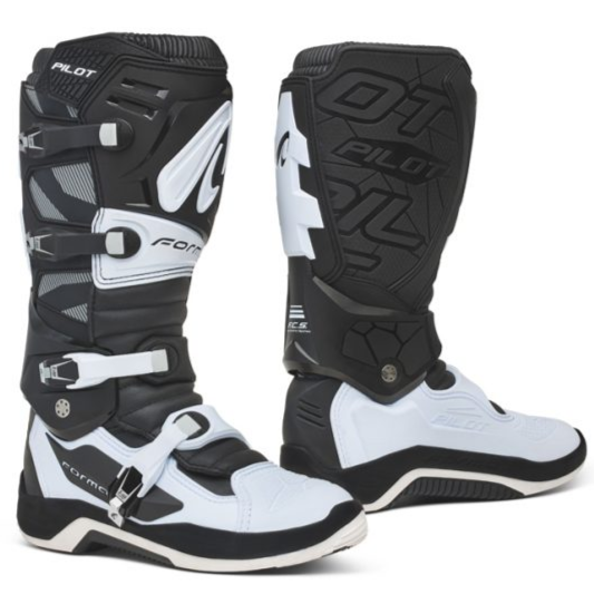 Stivali Cross Forma Boots PILOT Nero/Bianco In Pelle Con Protezioni CE
