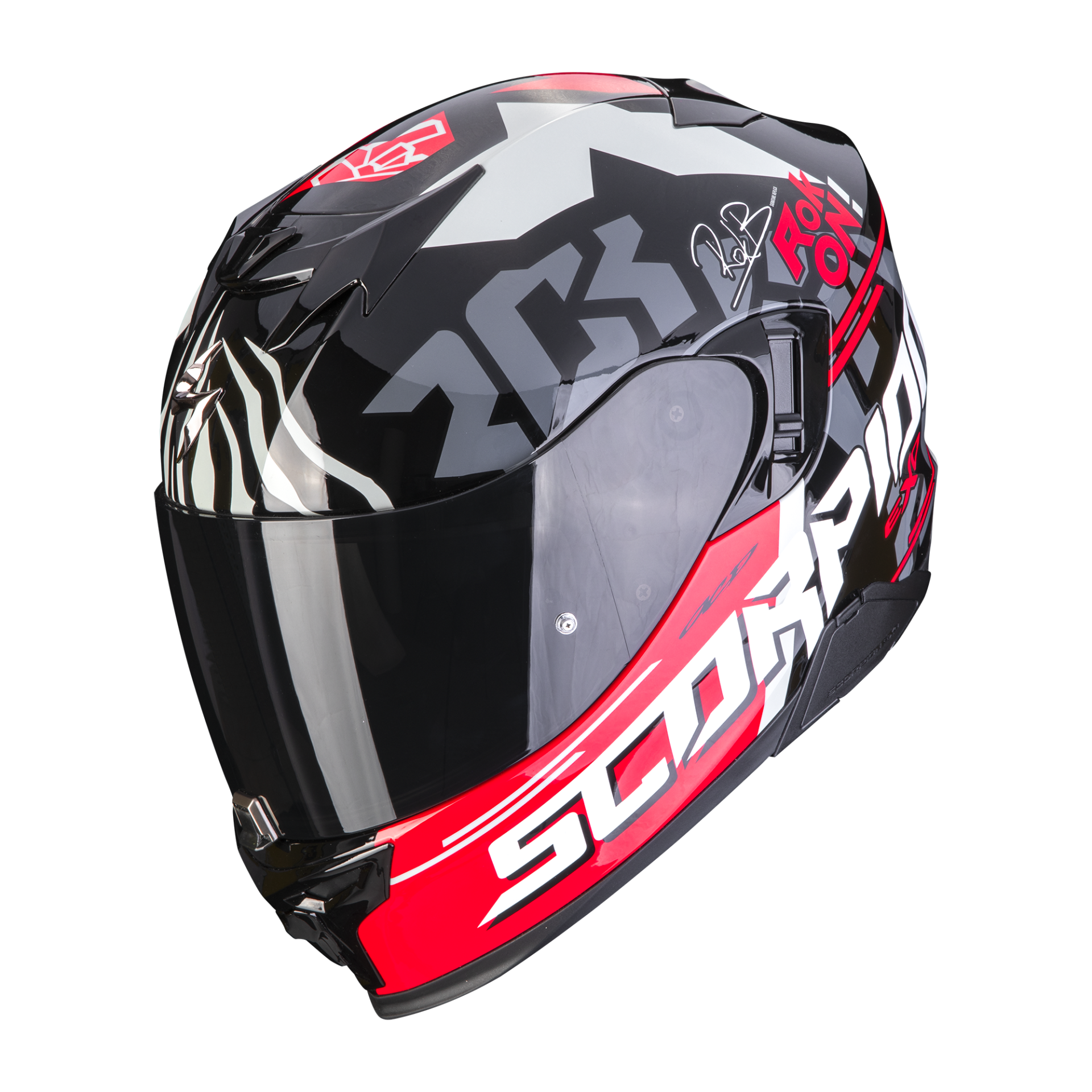 Casco Moto Integrale Touring Scorpion EXO 520 EVO AIR ECE 22-06 Rock Bagoros Nero Rosso