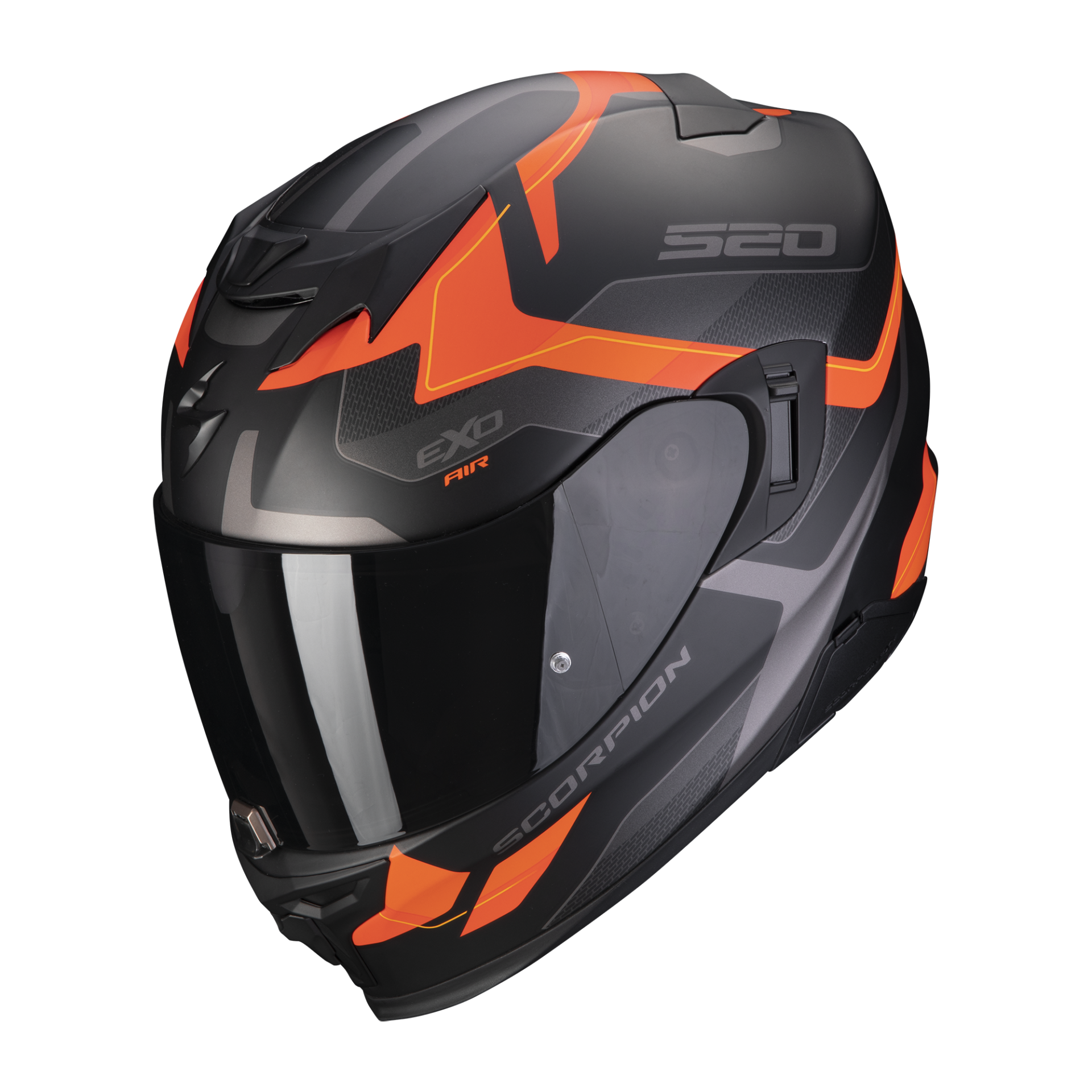 Casco Moto Integrale Touring Scorpion EXO 520 EVO AIR ECE 22-06 Elan Nero Opaco Arancio