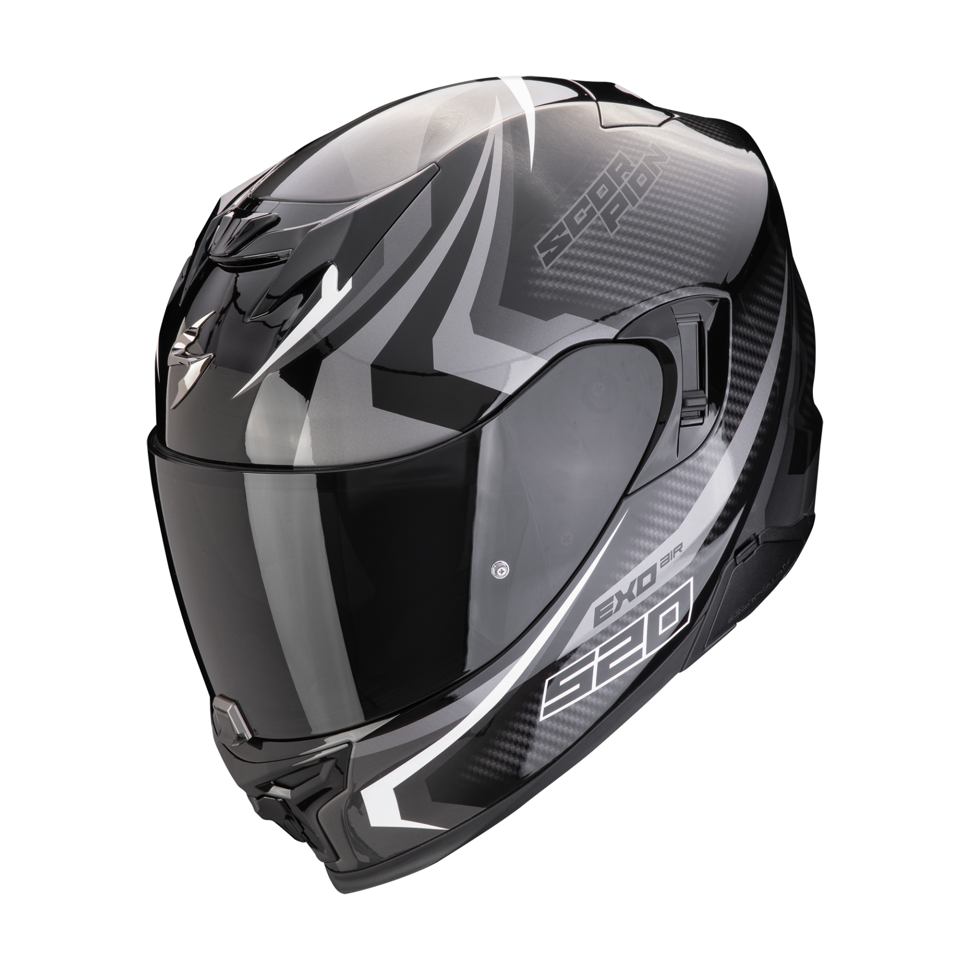 Casco Moto Integrale Touring Scorpion EXO 520 EVO AIR ECE 22-06 Terra Nero Argento Bianco