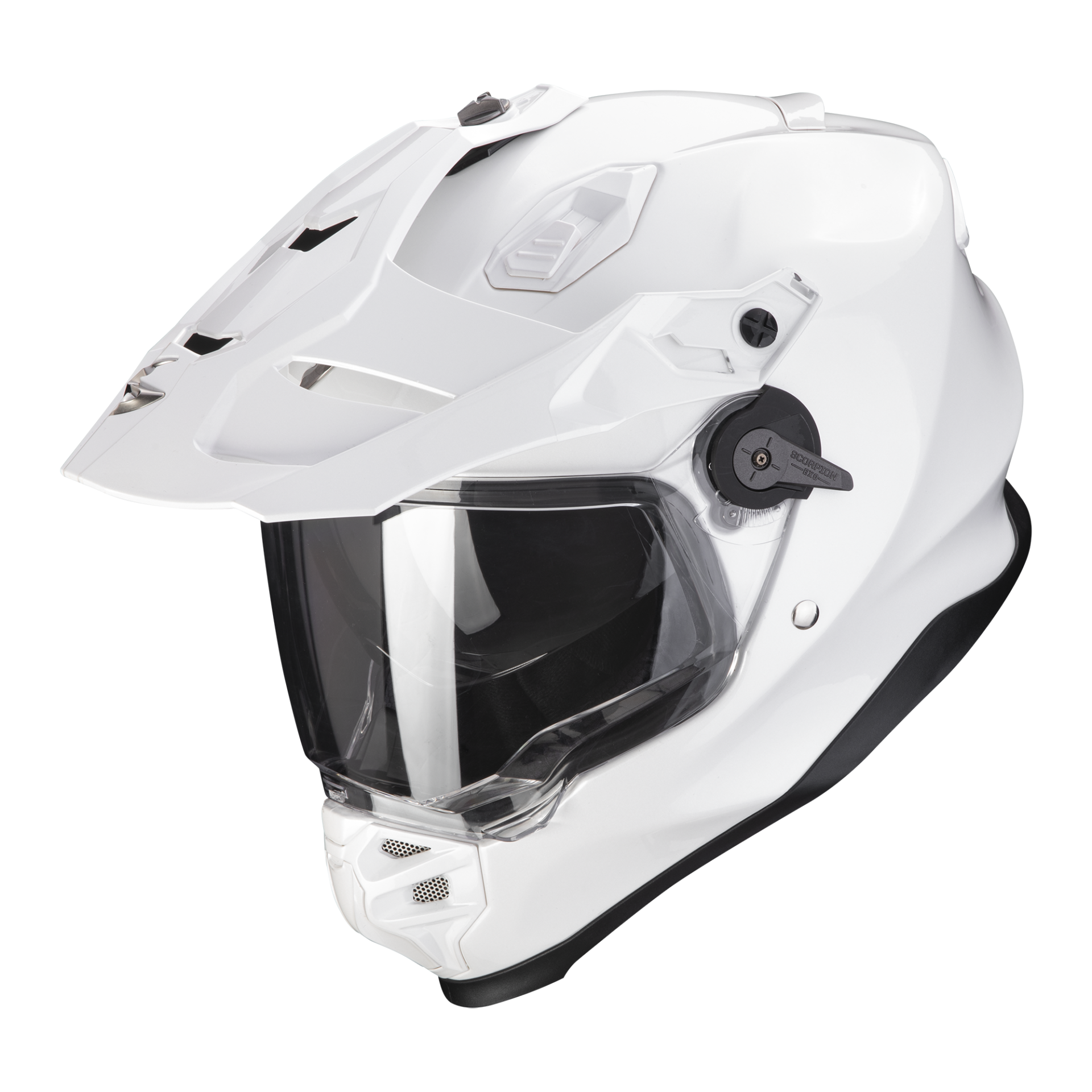 Casco Moto Integrale Adventure Scorpion ADF 9000 AIR In Fibra ECE 22-06 Solid Bianco Perla