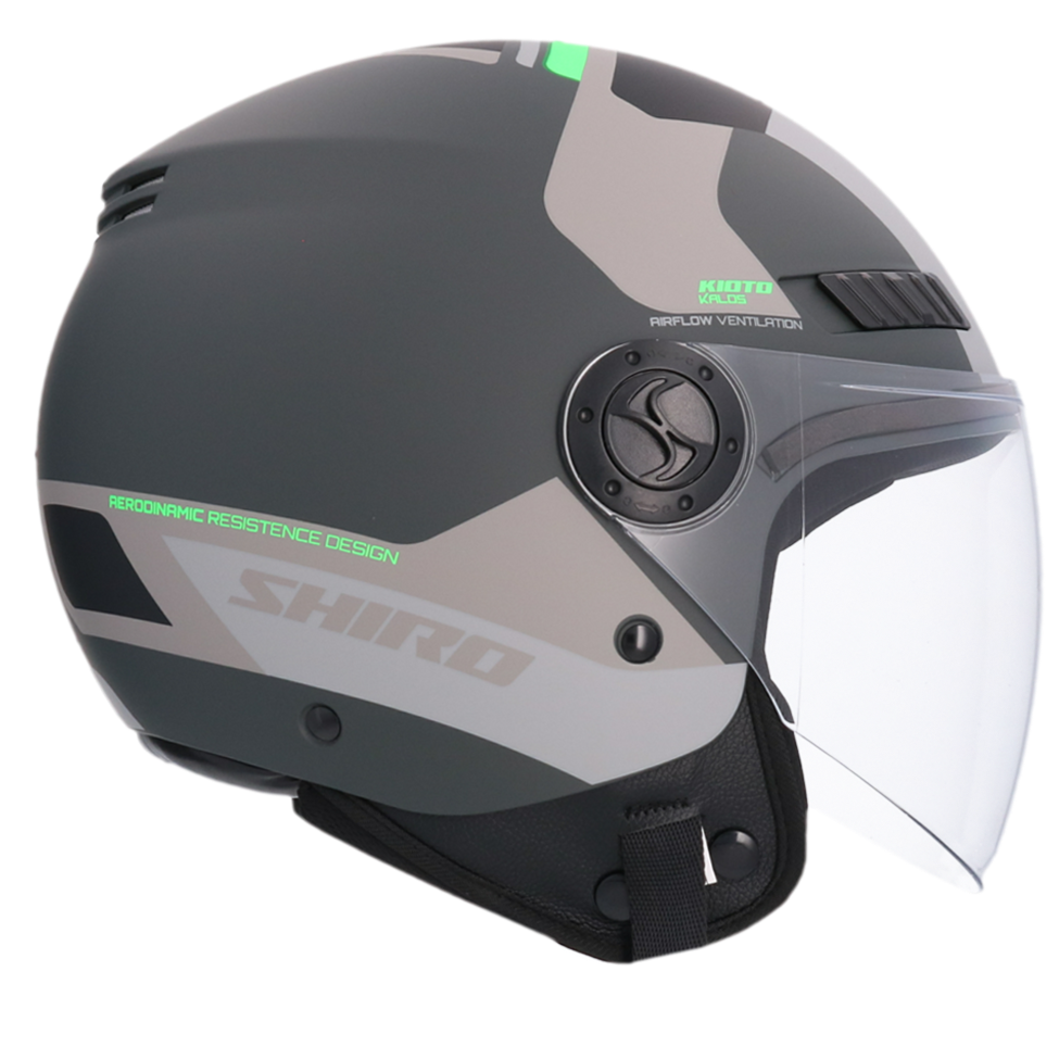 Casco Moto Jet SHIRO Kyoto Kalos Grigio Opaco ECE 22-06