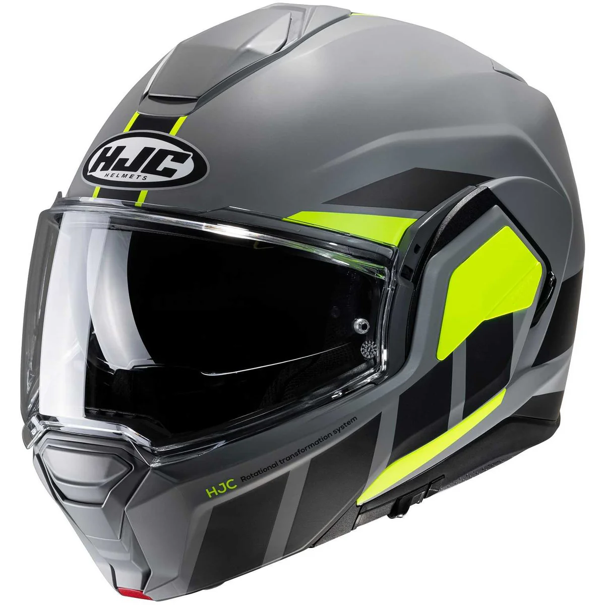 Casco Modulare Hjc i100 BEIS MC3HSF Grigio Giallo Fluo P/J ECE 22-06